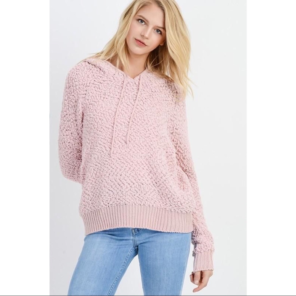 Miracle USA popcorn hooded sweater in pink/ blush
